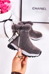 Dziecięce Ocieplane Botki Śniegowce Z Futerkiem Szare Love-Love
