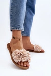 Damskie Klapki Z Kwiatkami Beżowe Eelfan