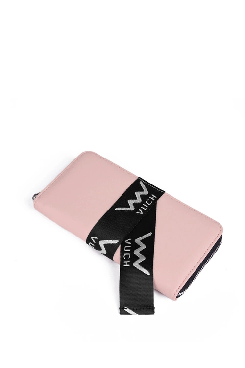 Skórzany Portfel Na Suwak Różowy Mille