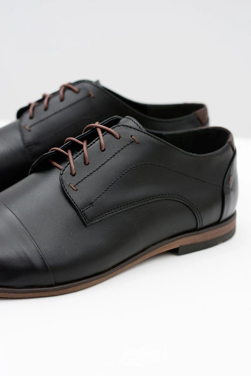 Męskie Skórzane Czarne Półbuty Livio