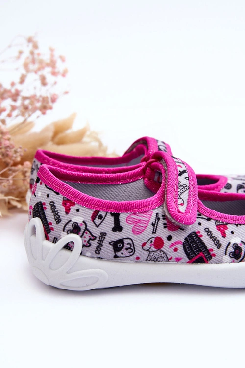 Dziecięce Papcie Baleriny Befado 114X521 Szaro-Różowe