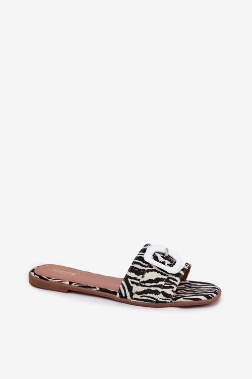 Płaskie Klapki Damskie Z Ozdobną Klamrą Zebra Clariola