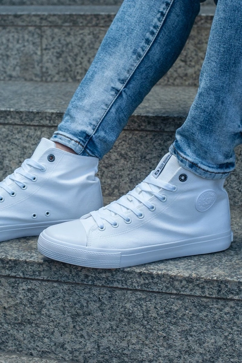 Męskie Klasyczne Wysokie Trampki BIG STAR FF174551 Białe