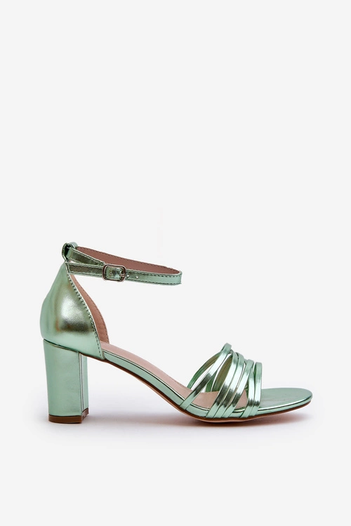 Sandały Na Słupku Z Paseczkami Zielone Enitia