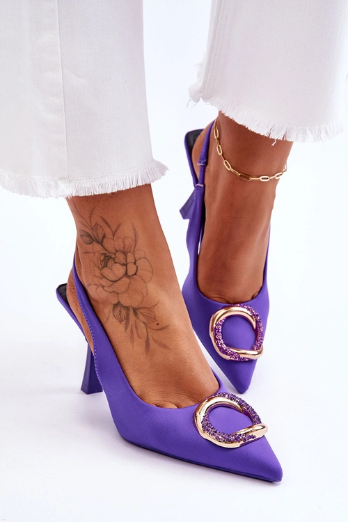 Modne Szpilki Z Ozdobą I Cyrkoniami Fioletowe Alexia