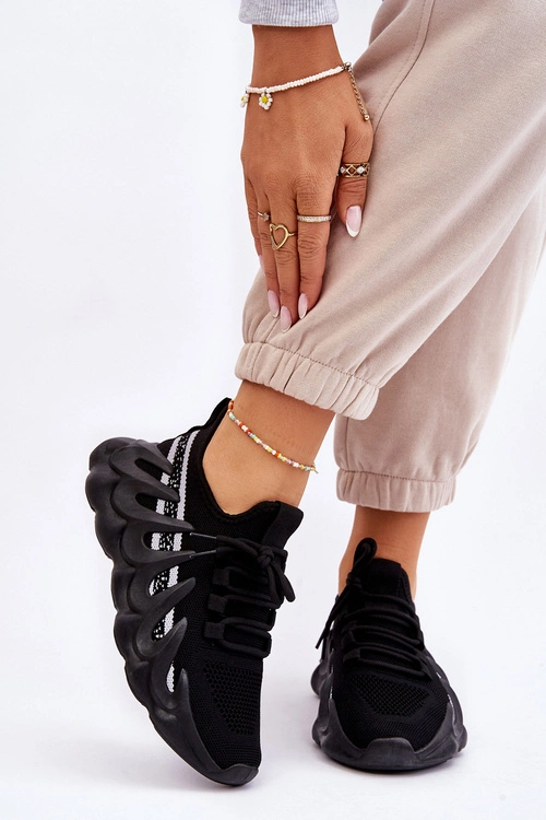 Damskie Modne Skarpetkowe Sneakersy Czarne Daxo