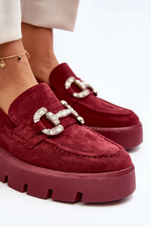 Damskie Mokasyny Z Ozdobą Bordowe Ellise