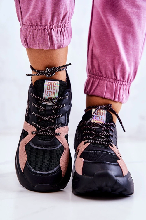 Damskie Sneakersy Memory Foam Big Star JJ274599 Czarno-Różowe