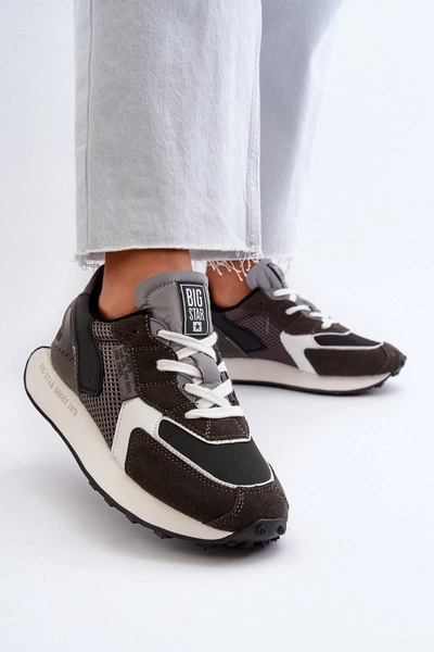 Sneakersy Damskie Na Platformie Memory Foam System Big Star NN274683 Czarne