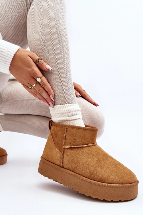 Niskie Śniegowce Damskie Na Platformie Camel Kallins