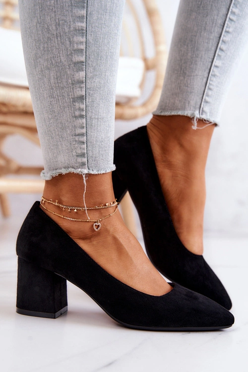 Zamszowe Czółenka Sergio Leone PB411 Czarne