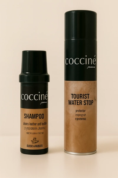 Cocciné SHAMPOO + TOURIST WATER STOP – Zestaw do czyszczenia i ochrony obuwia 