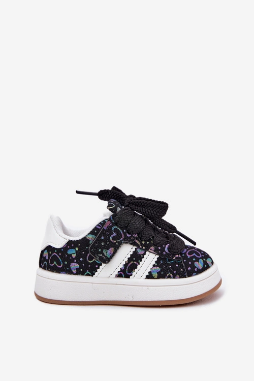 Buty Sportowe Sneakersy Dziecięce W Serduszka Czarne Mirelle