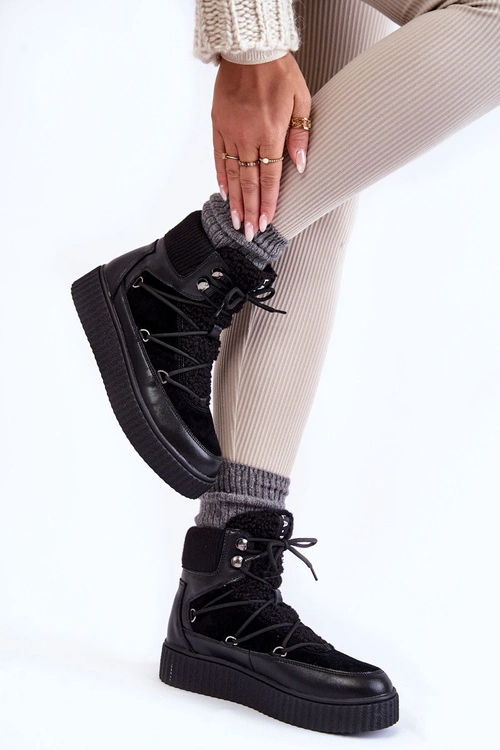 Damskie Botki Śniegowce La.Fi 280072B-QN Czarne