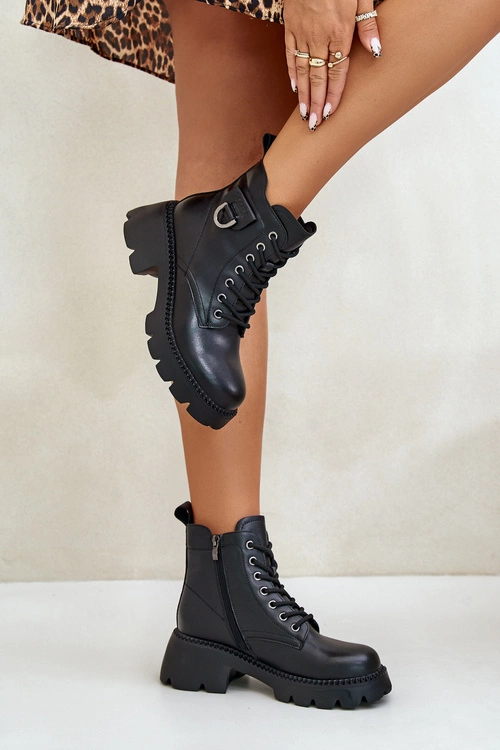 Ocieplane Botki Damskie Ze Skóry Naturalnej Vinceza 41460 Czarne