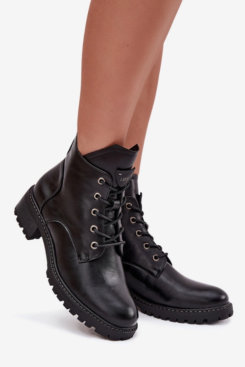 Ocieplane Botki Damskie Na Klocku Vinceza 58609 Czarne