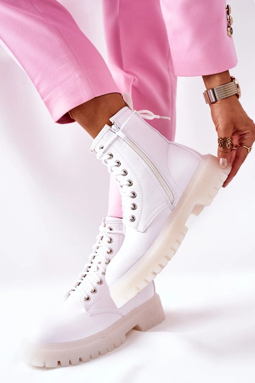 Wysokie Stylowe Botki Białe Grail