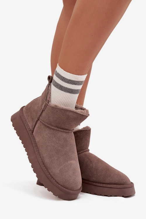 Śniegowce Z Naturalnego Zamszu Ocieplane Futerkiem Vinceza 97961 Brązowe