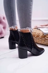 Botki Damskie Na Obcasie Z Gumkami Czarne Trini