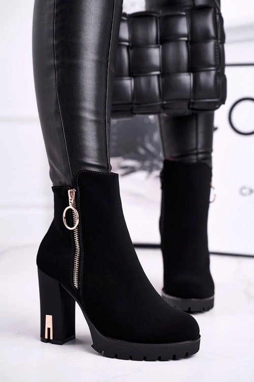 Botki Damskie Na Słupku Czarne Yris