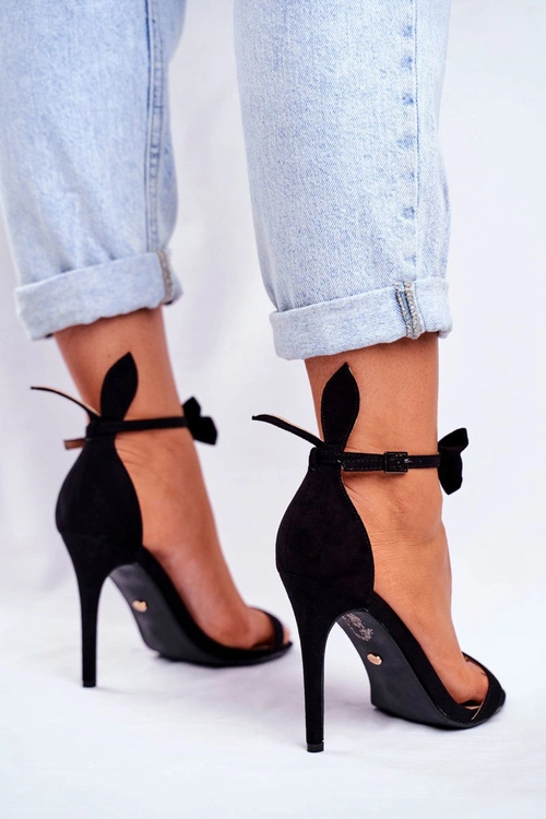 Sandały Damskie Na Szpilce Królicze Uszka Czarne Honey Bunny