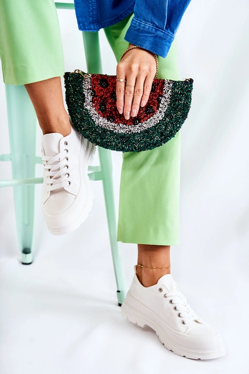 Damskie Niskie Trampki Materiałowe Białe Gueso