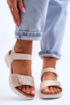 Damskie Sandały Comfort Shoe Na Rzep Beżowo-Złote Grace