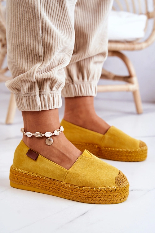 Zamszowe Espadryle Wsuwane Żółte Lesley