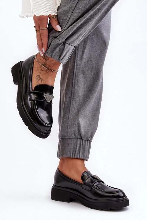 Damskie Półbuty Mokasyny Na Płaskim Obcasie Czarne Venla