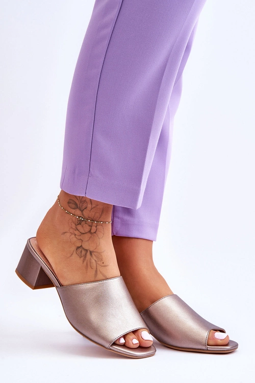 Eleganckie Gładkie Klapki Sergio Leone KL317 Ciemnosrebrne