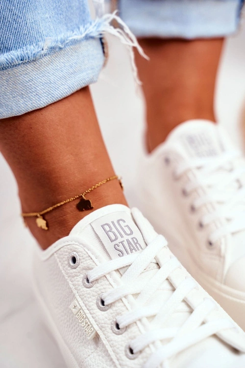 Skórzane Trampki Damskie Big Star Białe GG274098