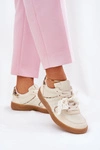 Niskie Sneakersy Damskie Z Koronką Panterka Beżowe Zielle 