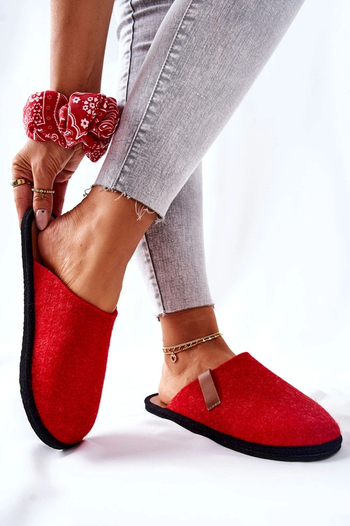 Papcie Damskie Domowe Panto Fino KK267006 Czerwono-Brązowe