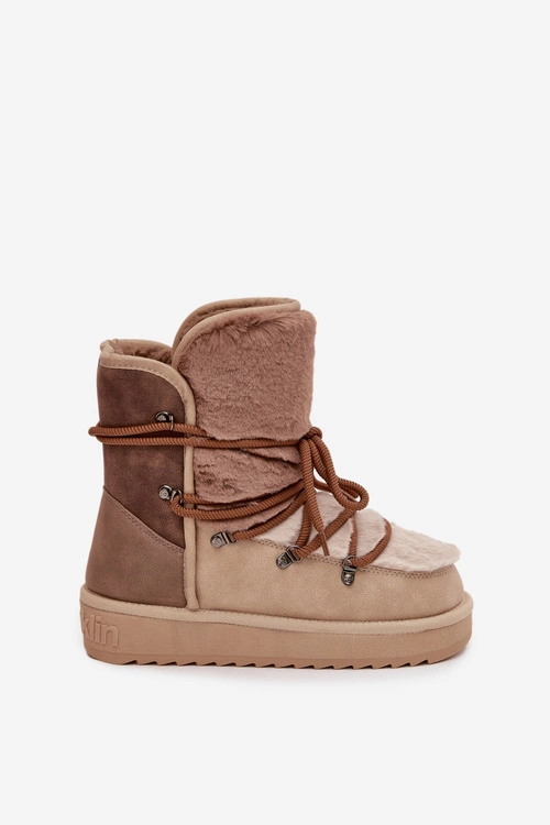 Śniegowce Damskie Z Futerkiem D.Franklin DFSH370012 Beżowe