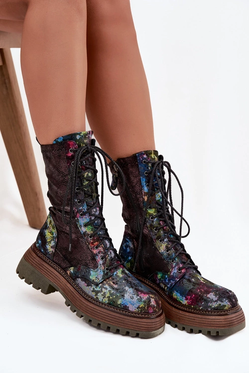 Damskie Skórzane Botki Workery Maciejka 06203-39 Multikolor