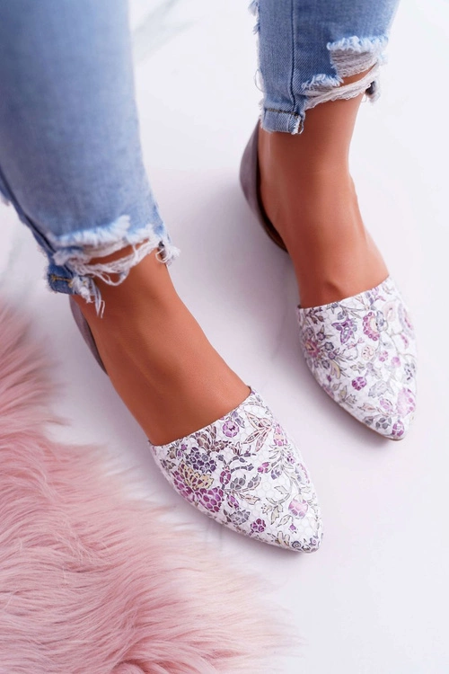 Baleriny Damskie Laura Messi 1110 Skóra Ciemnoszare Augure