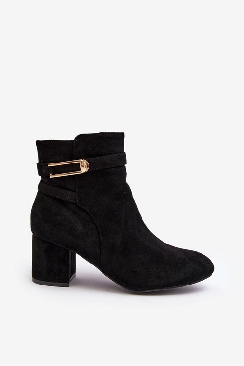 Damskie Botki Na Niskim Słupku Czarne Verice