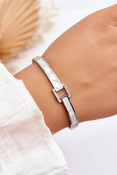 Bransoletka Ze Stali Nierdzewnej Perłowo-Srebrna