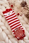Młodzieżowe Skarpety W Paski Z Pieskiem Biało-Czerwone