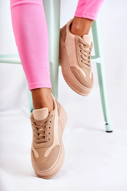 Damskie Zamszowe Buty Sportowe Beżowe Segurro