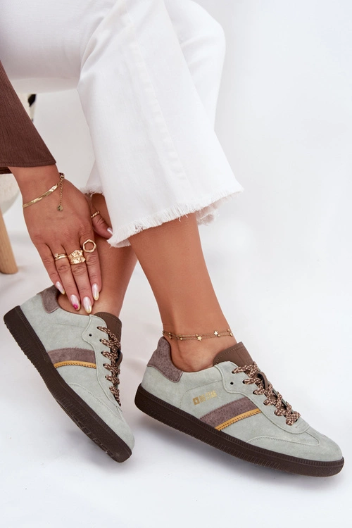 Zamszowe Niskie Sneakersy Damskie Big Star SS274678 HI-POLY SYSTEM Miętowe