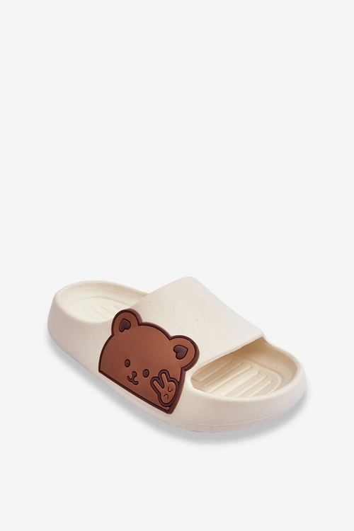 Lekkie Piankowe Klapki Z Misiem Białe Todi