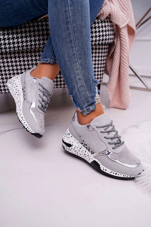 Sportowe Damskie Buty Gruba Podeszwa Szare Nokien