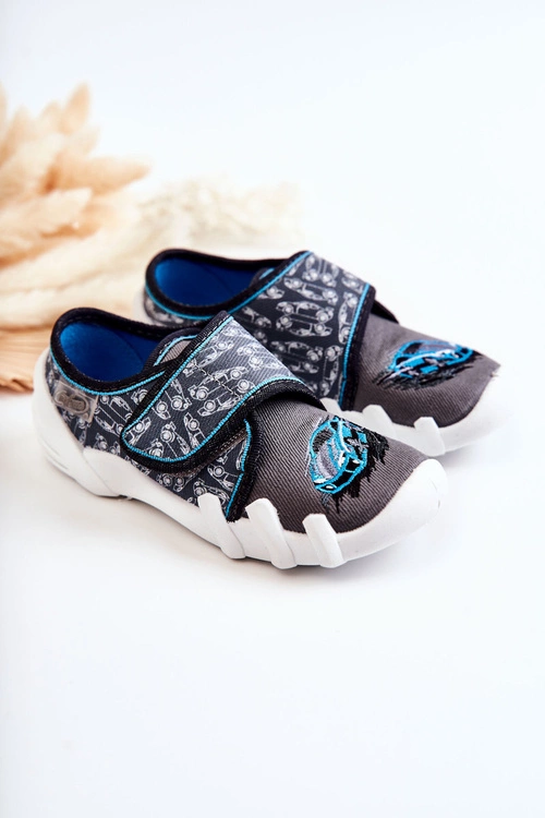 Buty Papcie Befado Na Rzep Samochodzik 273X339 Szaro-Niebieskie