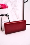 Duży Skórzany Portfel Damski CAVALDI Lakierowany Czerwony