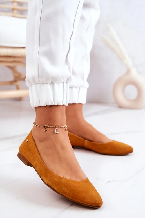 Damskie Zamszowe Baleriny Maciejka 04100-44 Ciemnożółte