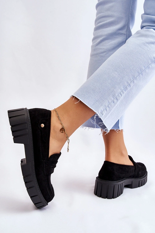 Damskie Zamszowe Wsuwane Półbuty Czarne Fiorell