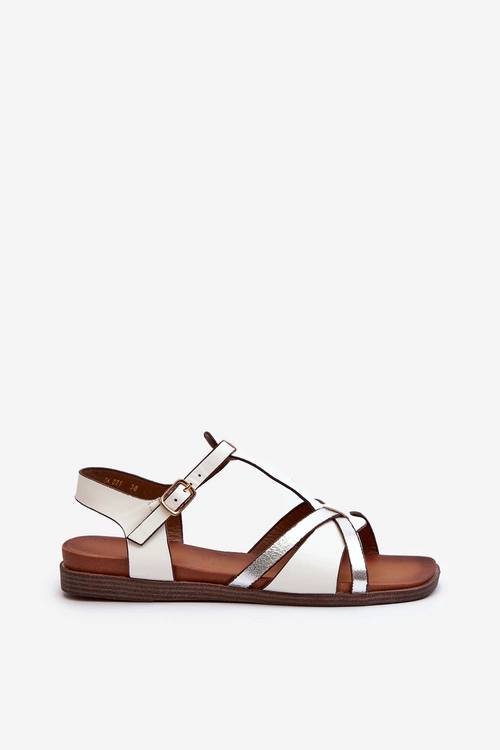 Sandały Damskie Płaskie Z Eko Skóry Sergio Leone SK071H Białe