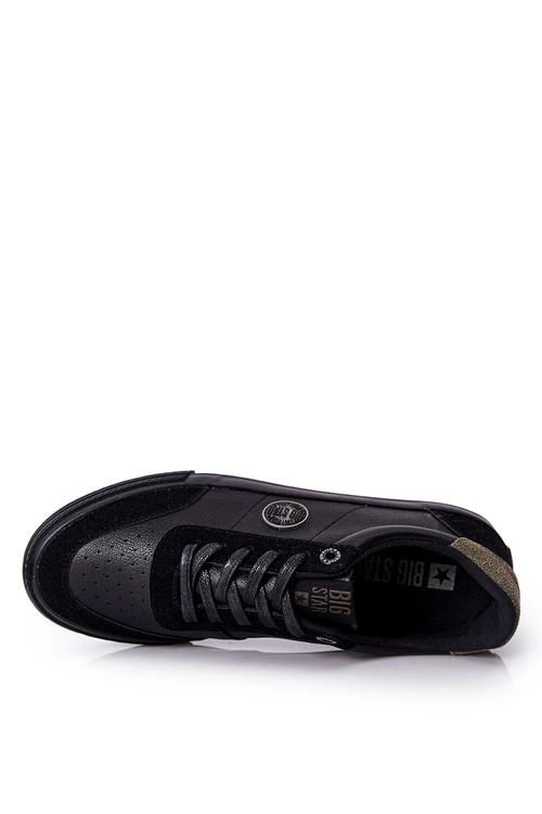 Męskie Skórzane Tenisówki Big Star II174008 Czarno-Zielone