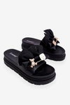 Klapki Z Kokardą I Ozdobnym Misiem Czarne Suzy